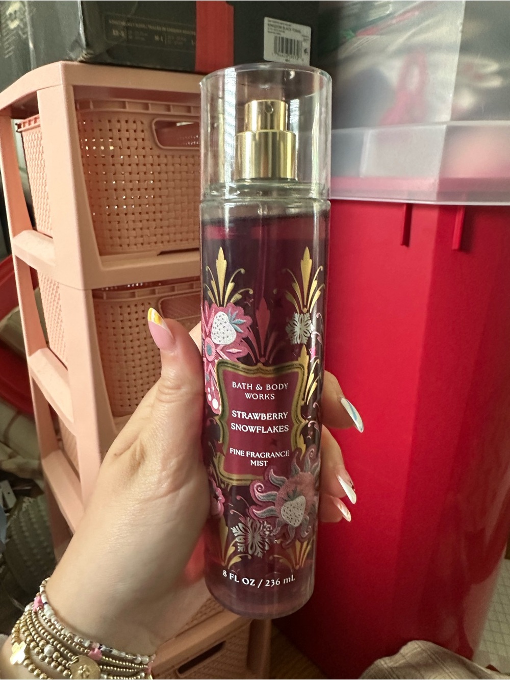 Bath & Body Works Strawberry Snowflakes Fine Fragrance Mist - Pink, Gold